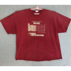 Periodic Table Of Wine Chart Shirt Mens 3XL Red‎ Short Sleeve 100% Cotton FLAWS